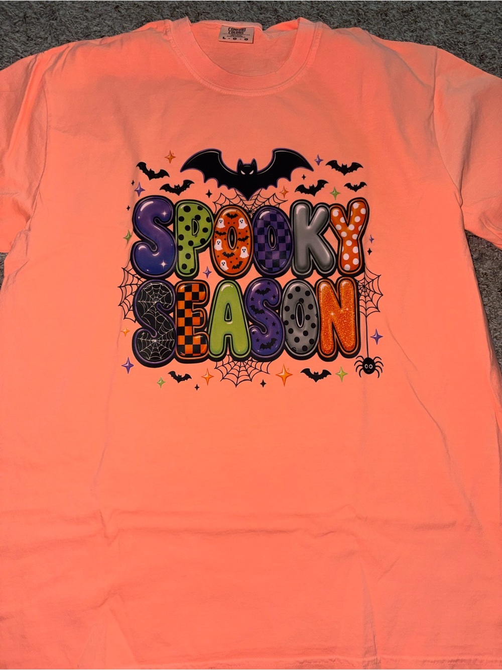 Comfort Colors Neon cantaloupe  'Spooky Season' Graphic Tee